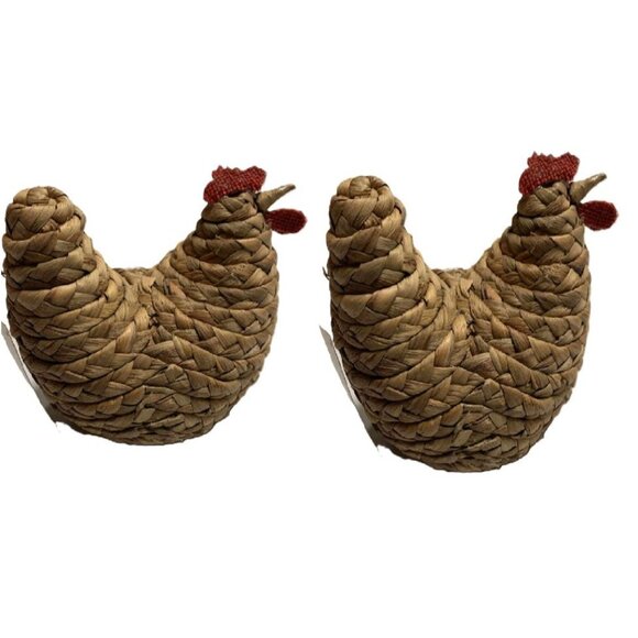 Target Bullseye Braided Straw Hen Figurine 2023 Farmhouse Easter Décor 2 Pk - Picture 1 of 5